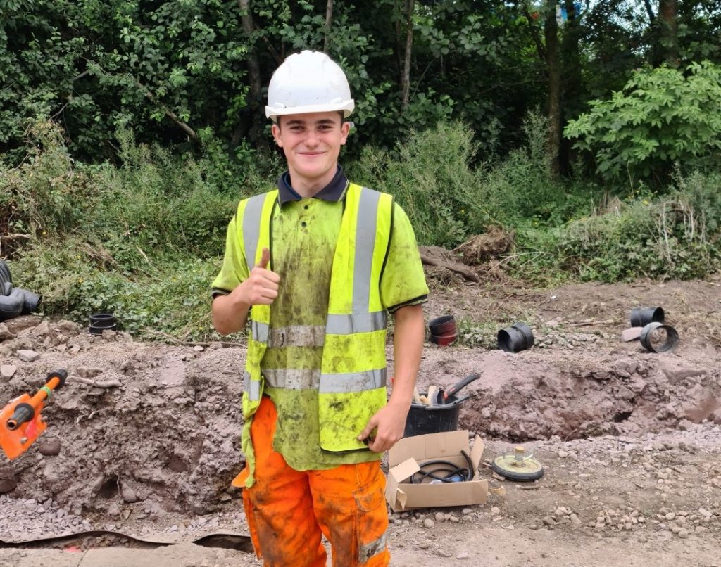 Pictured: Lewis Newell, on site.