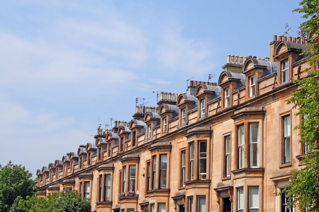 Stock photograph of Glasgow tenement flats