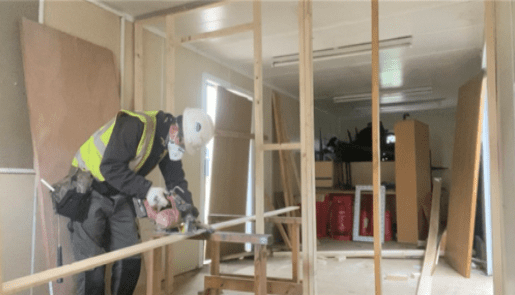Apprentice joiner Nicholas Young on site.