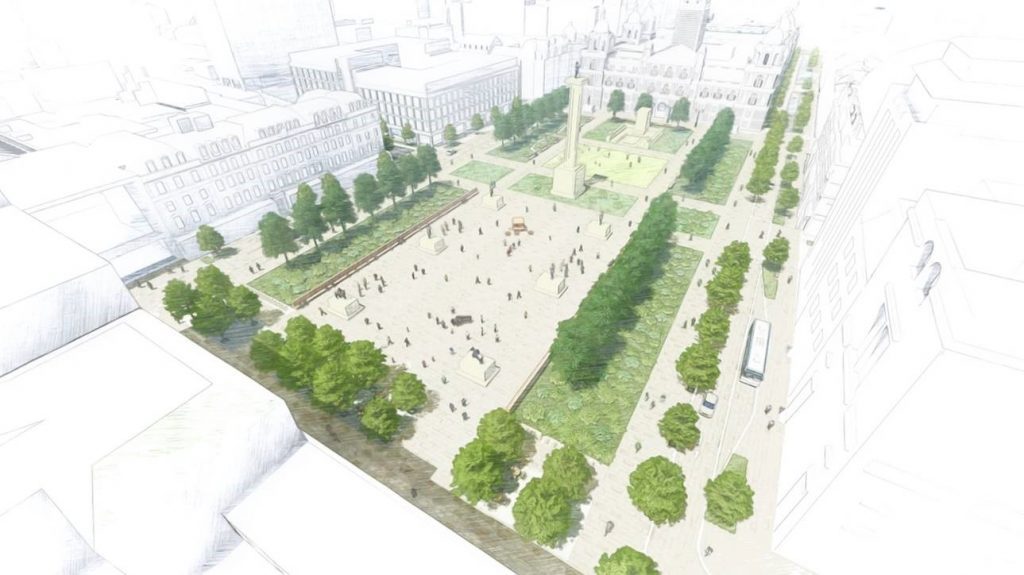 Artists' impression of proposed future design of George Square as part of the Avenues programme.