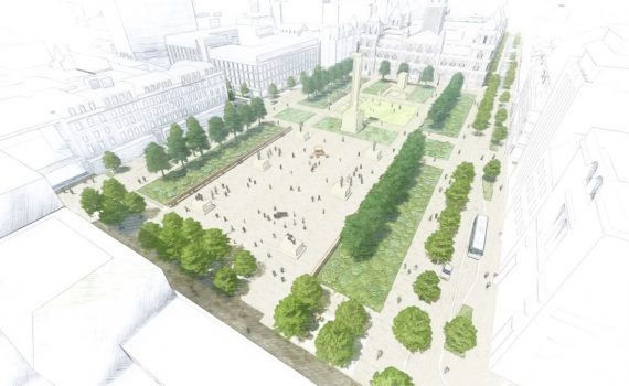 Artists' impression of proposed future design of George Square as part of the Avenues programme.