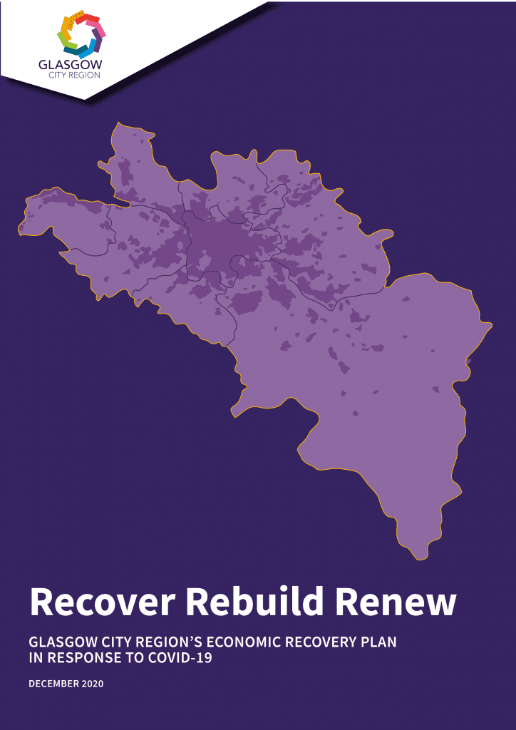 Document cover: Recover Rebuild Renew, Glasgow City Region's Economic Recovery Plan in response to COVID-19