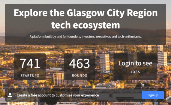 Screenshot of the Glasgow City Region open-access database home page.