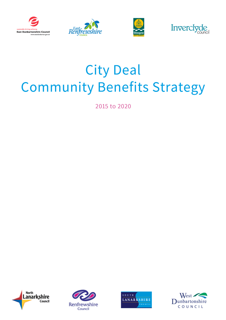 Document cover: Glasgow City Region City Deal Community Benefits Strategy, 2015 - 2020