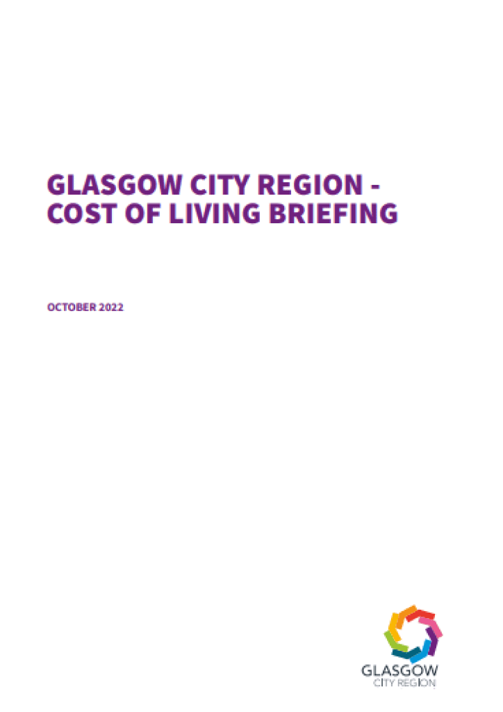 Document cover: Glasgow City Region Cost of Living Briefing, October 2022