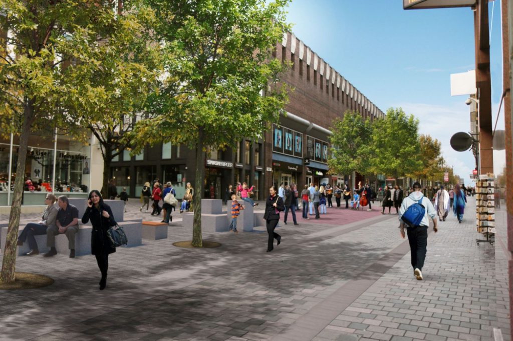 Artists' impression of the new Avenue on Sauchihall Precinct and Cambridge Street.