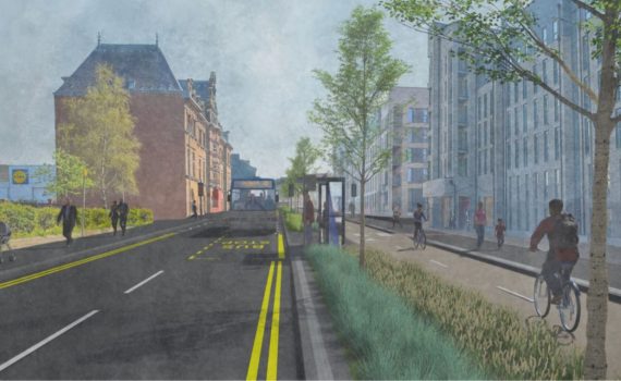 Artists' impression of possible Avenues Plus project on Duke Street and John Knox Street.