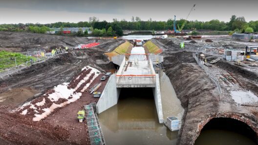 Looking into the opening of the new 170m water channel