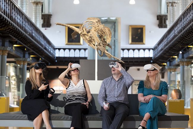 The University of Glasgow / Museums in the Metaverse Pictured L to r Lynn Verschuren , Professor Maria Economou , Dr Neil McDonnell and Dr Pauline Mackay and in The Huntarian Museum